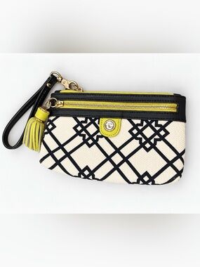 Spartina 449 Daufuskie Island Linen Leather Wristlet Geometric Tassel